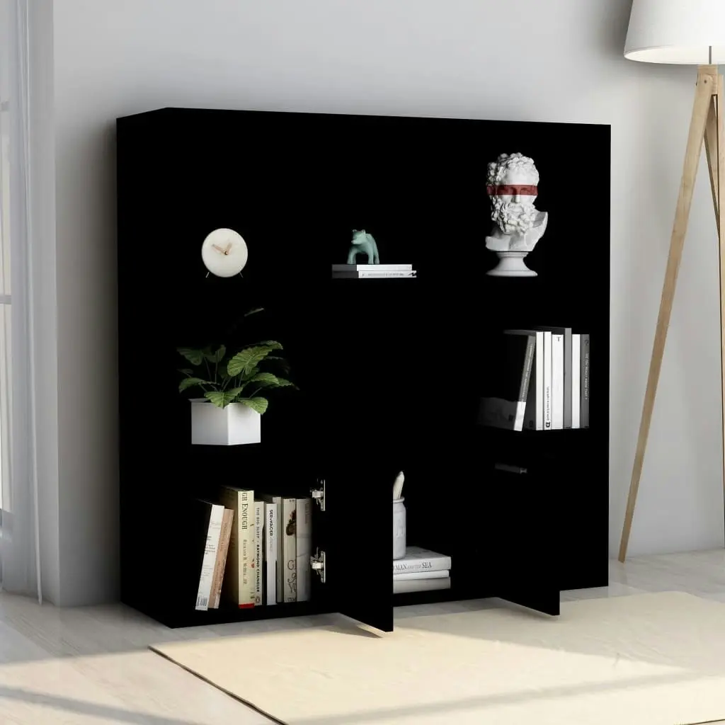 Book Cabinet Black 98x30x98 cm Engineered Wood 801117