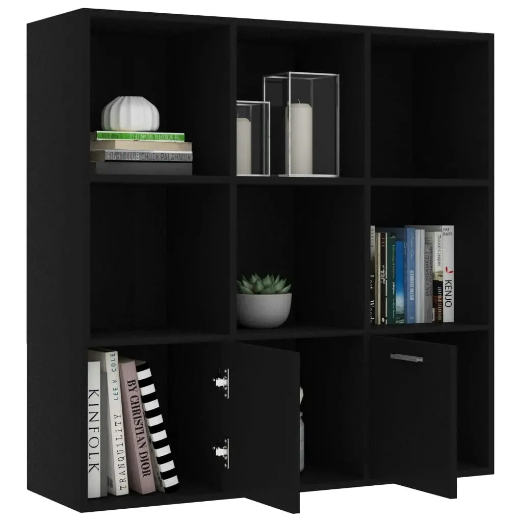 Book Cabinet Black 98x30x98 cm Engineered Wood 801117