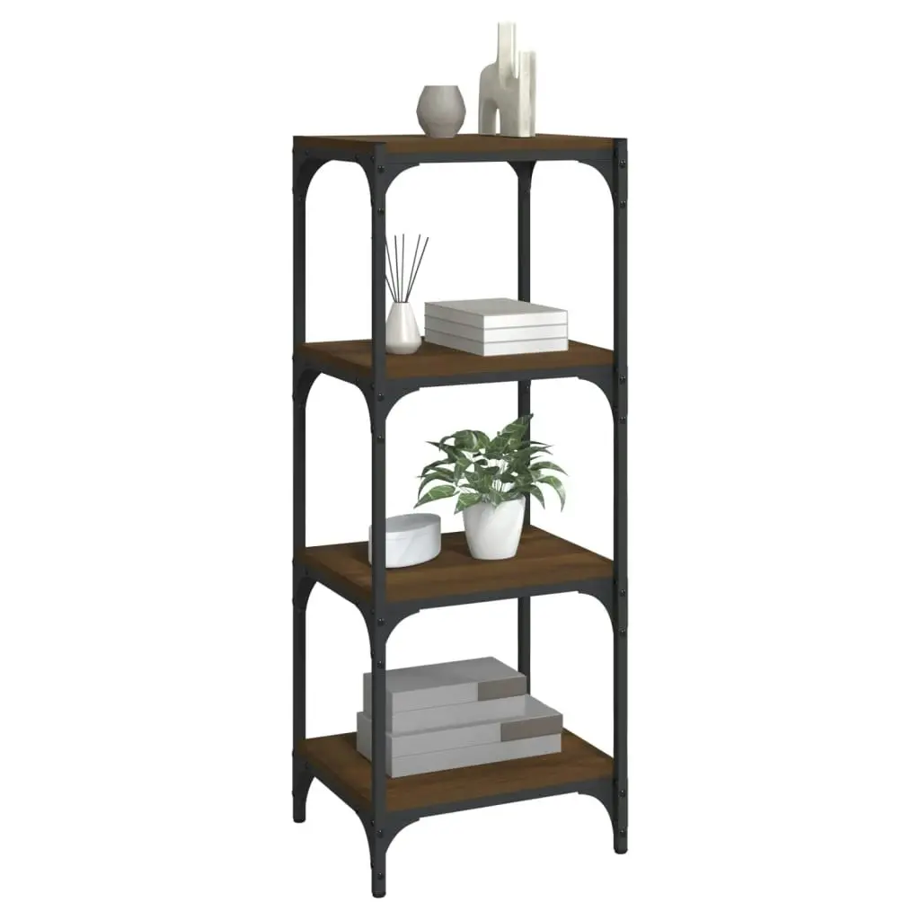 Book Cabinet Brown Oak 40x33x100 cm Engineered Wood and Steel 819316