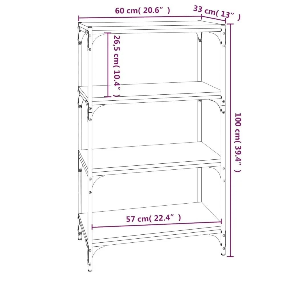 Book Cabinet Brown Oak 60x33x100 cm Engineered Wood and Steel 819331