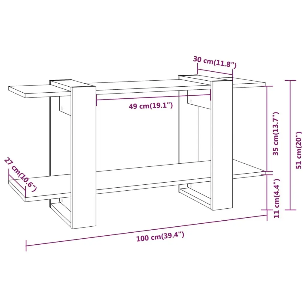 Book Cabinet Concrete Grey 100x30x51cm Engineered Wood 811560