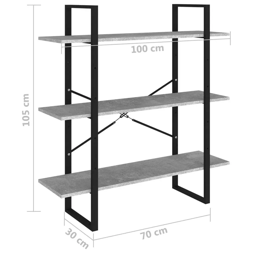 Book Cabinet Concrete Grey 100x30x105 cm Engineered Wood 806551