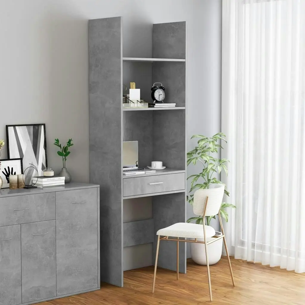 Book Cabinet Concrete Grey 60x35x180 cm Engineered Wood 803429