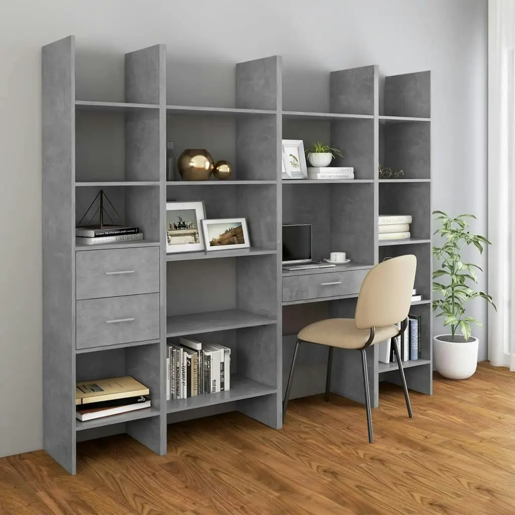 Book Cabinet Concrete Grey 60x35x180 cm Engineered Wood 803429