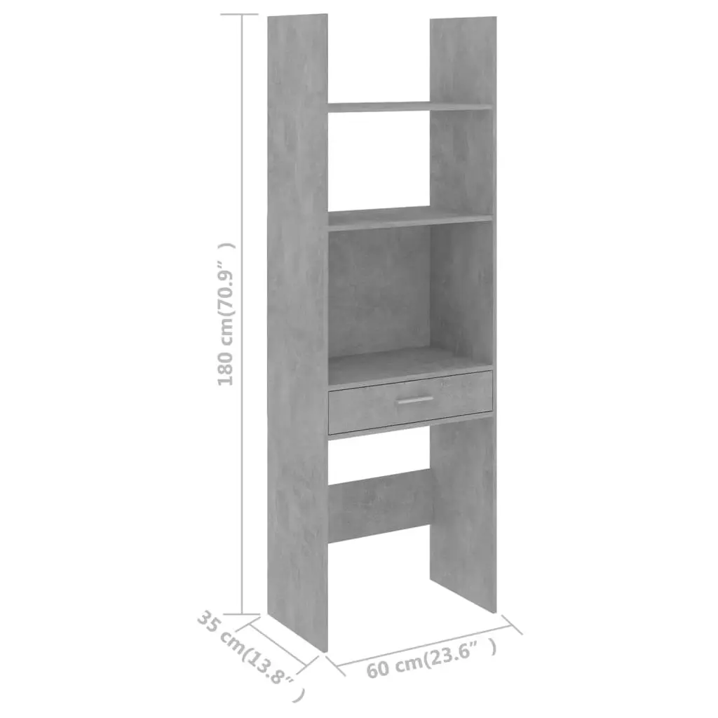 Book Cabinet Concrete Grey 60x35x180 cm Engineered Wood 803429