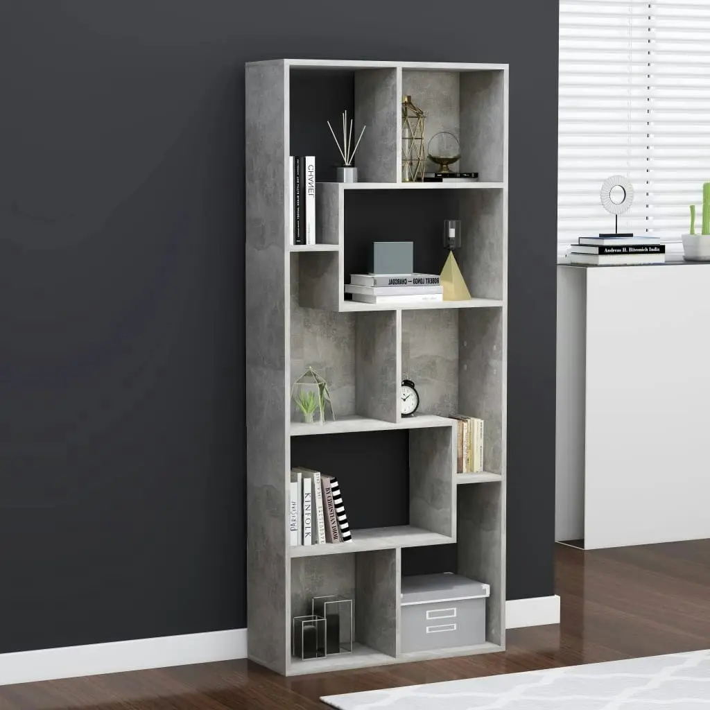 Book Cabinet Concrete Grey 67x24x161 cm Engineered Wood 801881