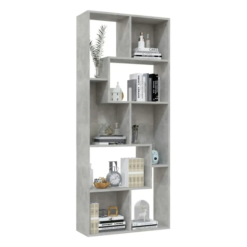 Book Cabinet Concrete Grey 67x24x161 cm Engineered Wood 801881