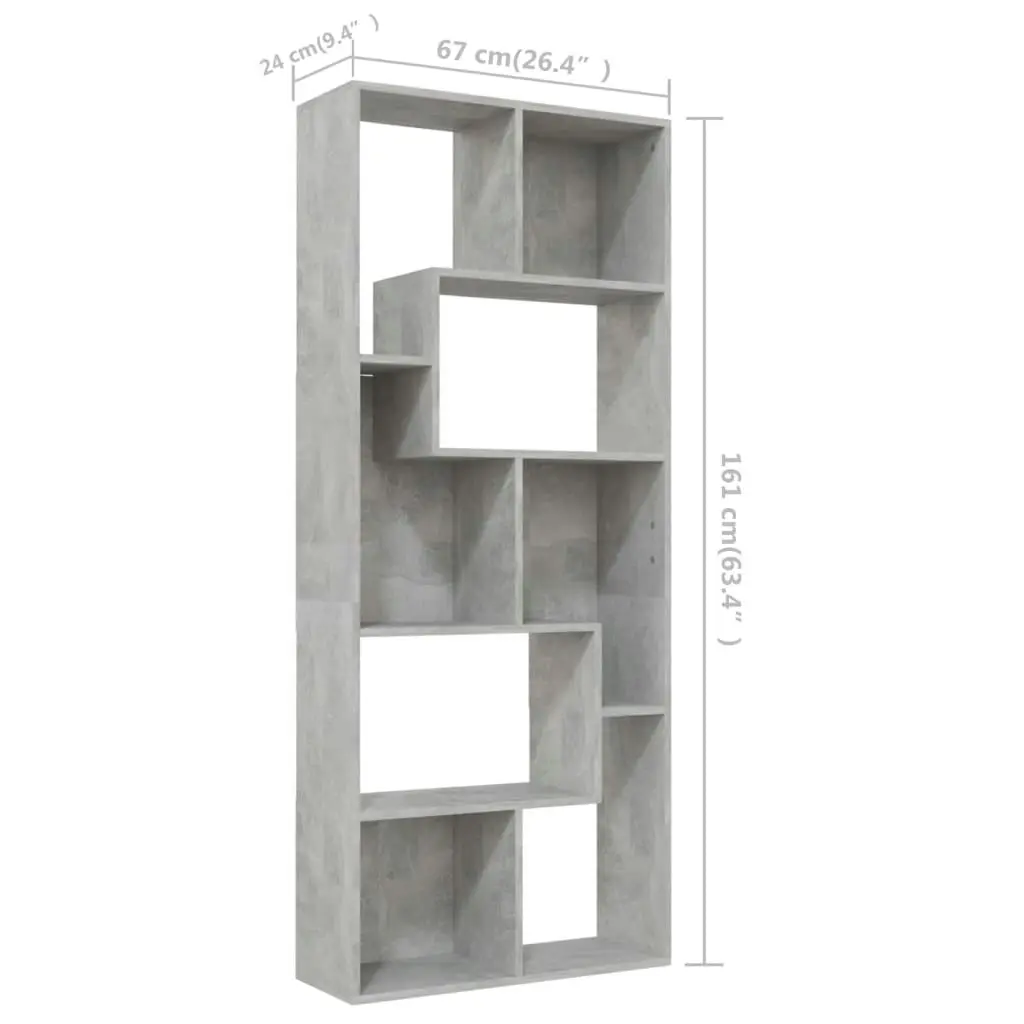 Book Cabinet Concrete Grey 67x24x161 cm Engineered Wood 801881