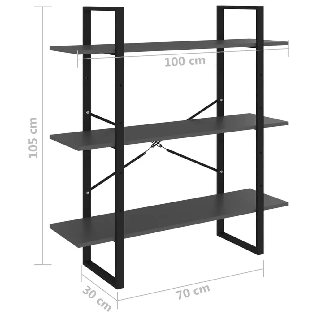 Book Cabinet Grey 100x30x105 cm Engineered Wood 806549