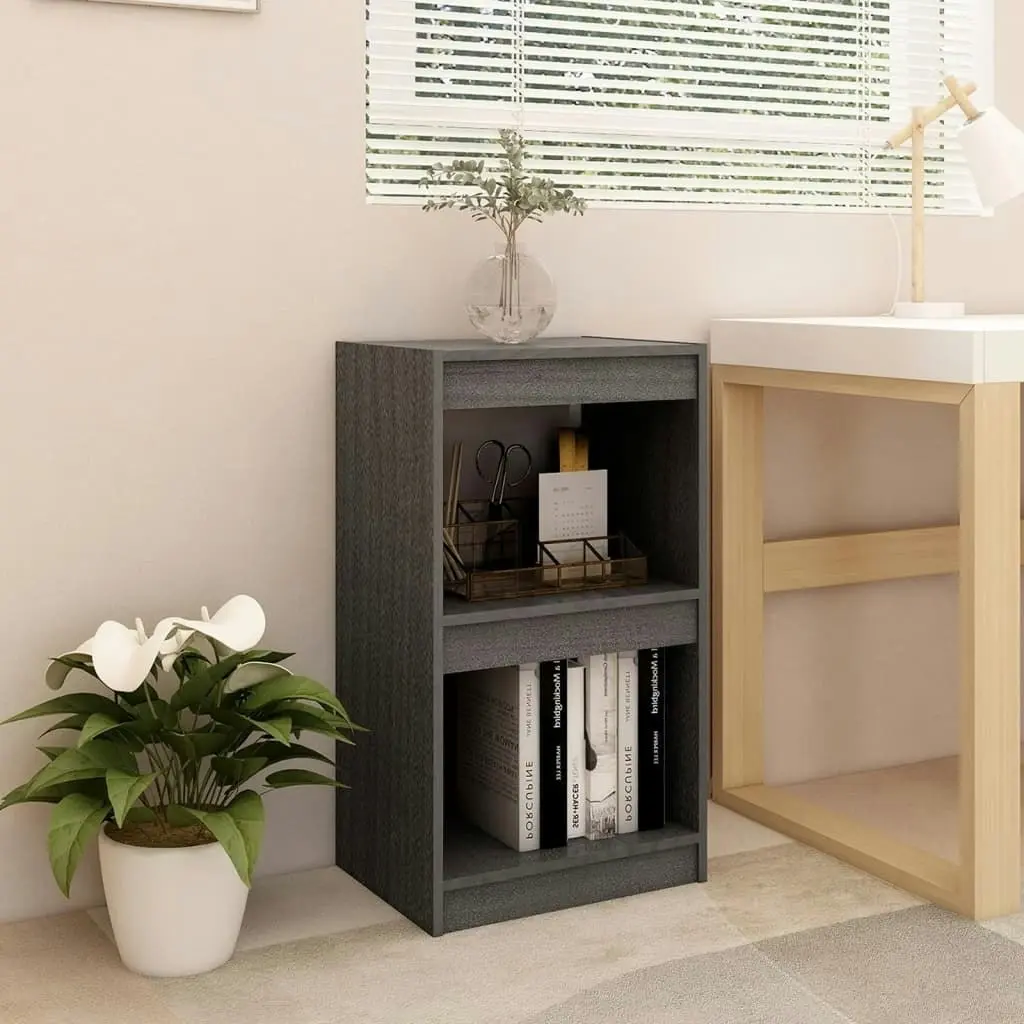 Book Cabinet Grey 40x30x71.5 cm Solid Pinewood 808135