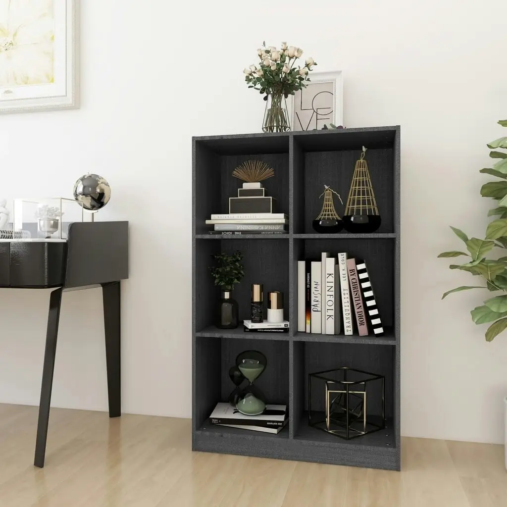 Book Cabinet Grey 70x33x110 cm Solid Pinewood 809956