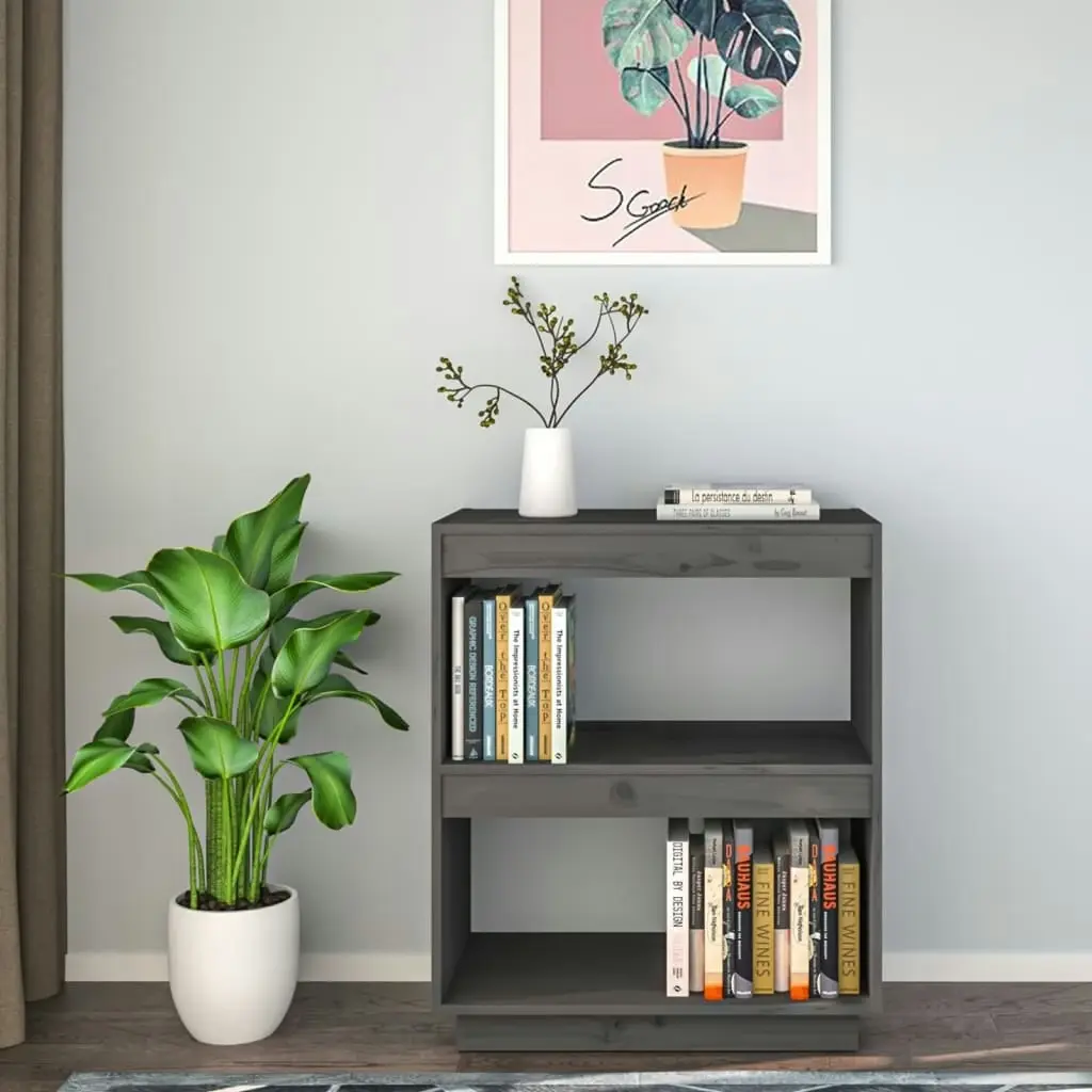 Book Cabinet Grey 60x35x71 cm Solid Wood Pine 810861