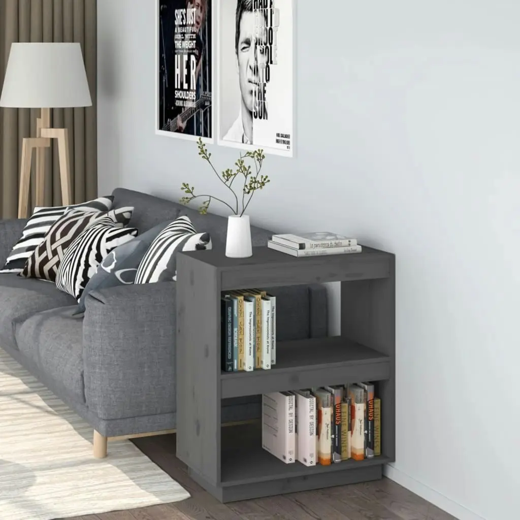 Book Cabinet Grey 60x35x71 cm Solid Wood Pine 810861