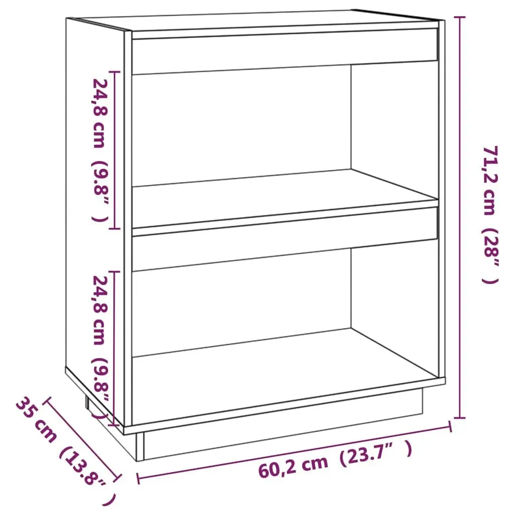 Book Cabinet Grey 60x35x71 cm Solid Wood Pine 810861