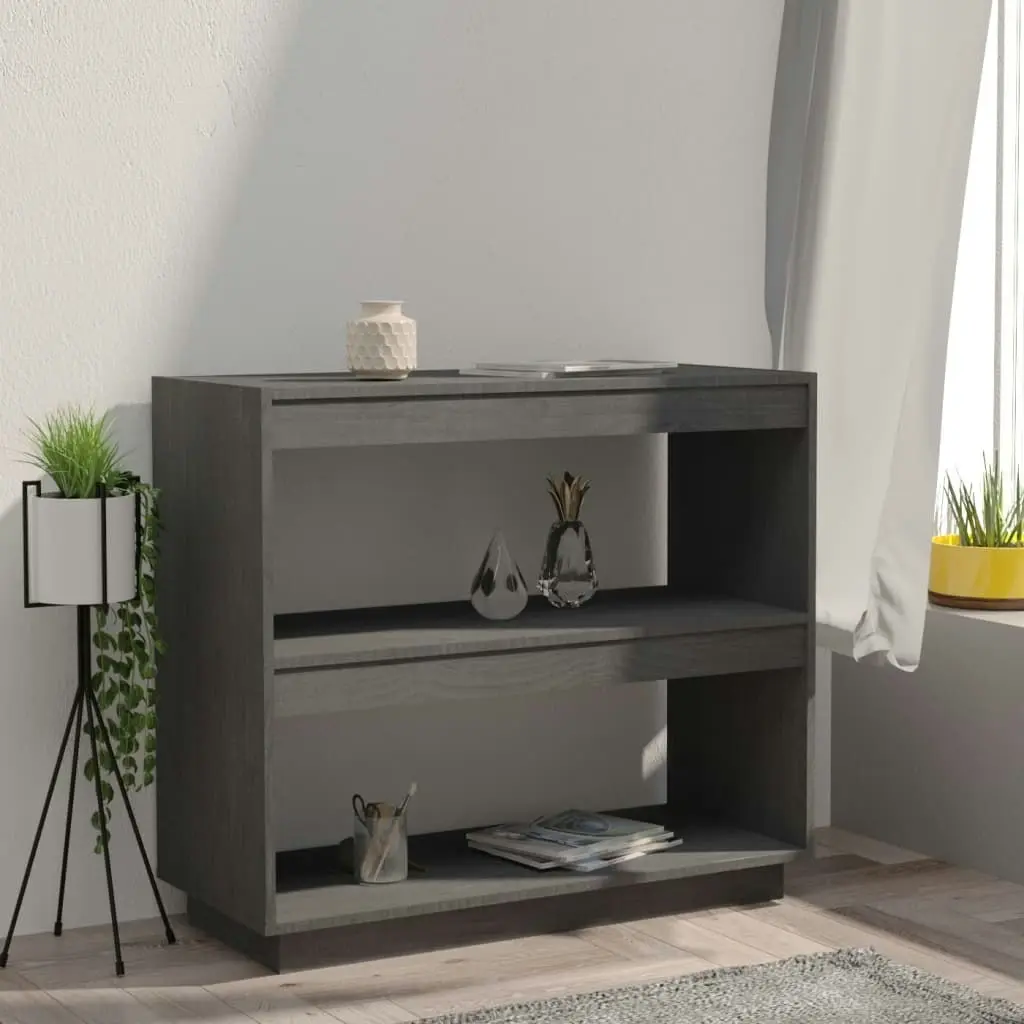 Book Cabinet Grey 80x35x71 cm Solid Pinewood 810881