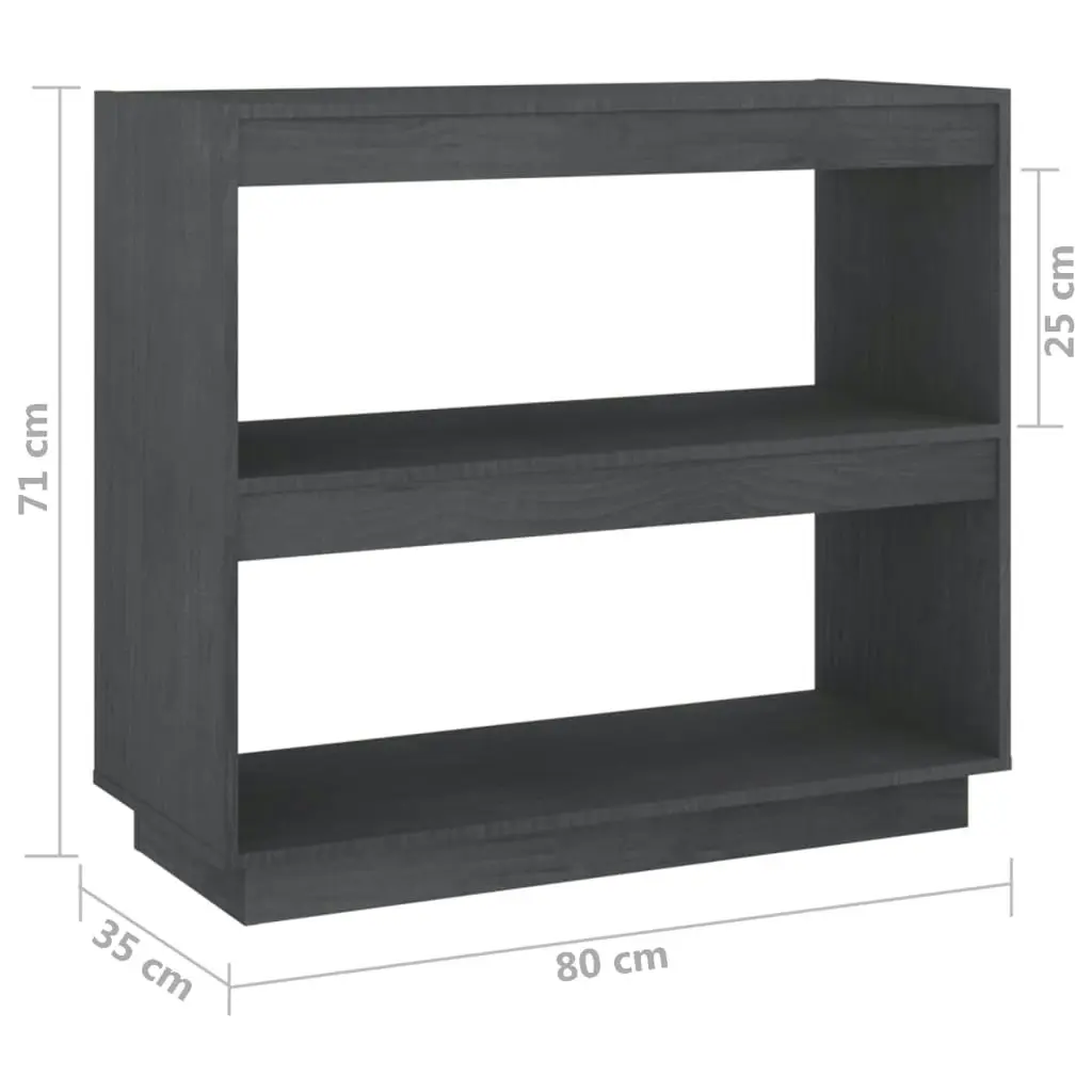 Book Cabinet Grey 80x35x71 cm Solid Pinewood 810881