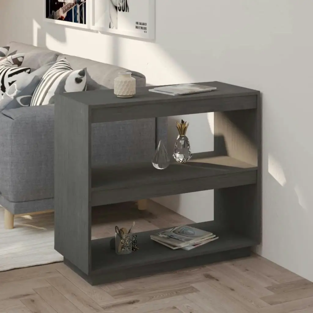 Book Cabinet Grey 80x35x71 cm Solid Pinewood 810881