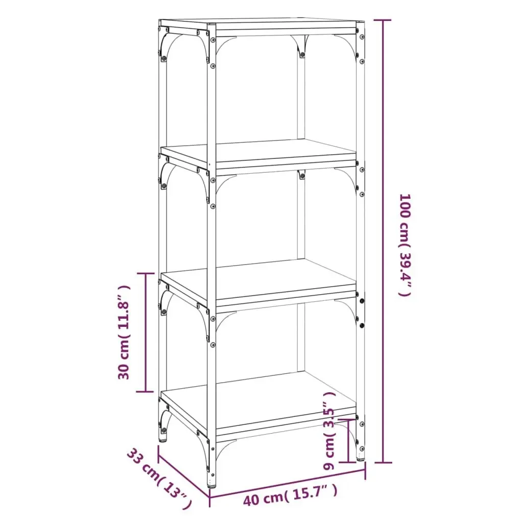 Book Cabinet Grey Sonoma 40x33x100 cm Engineered Wood and Steel 819315