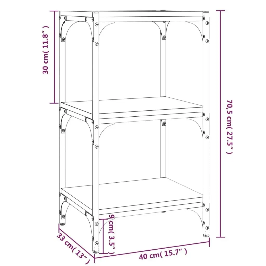 Book Cabinet Grey Sonoma 40x33x70.5 cm Engineered Wood and Steel 819310