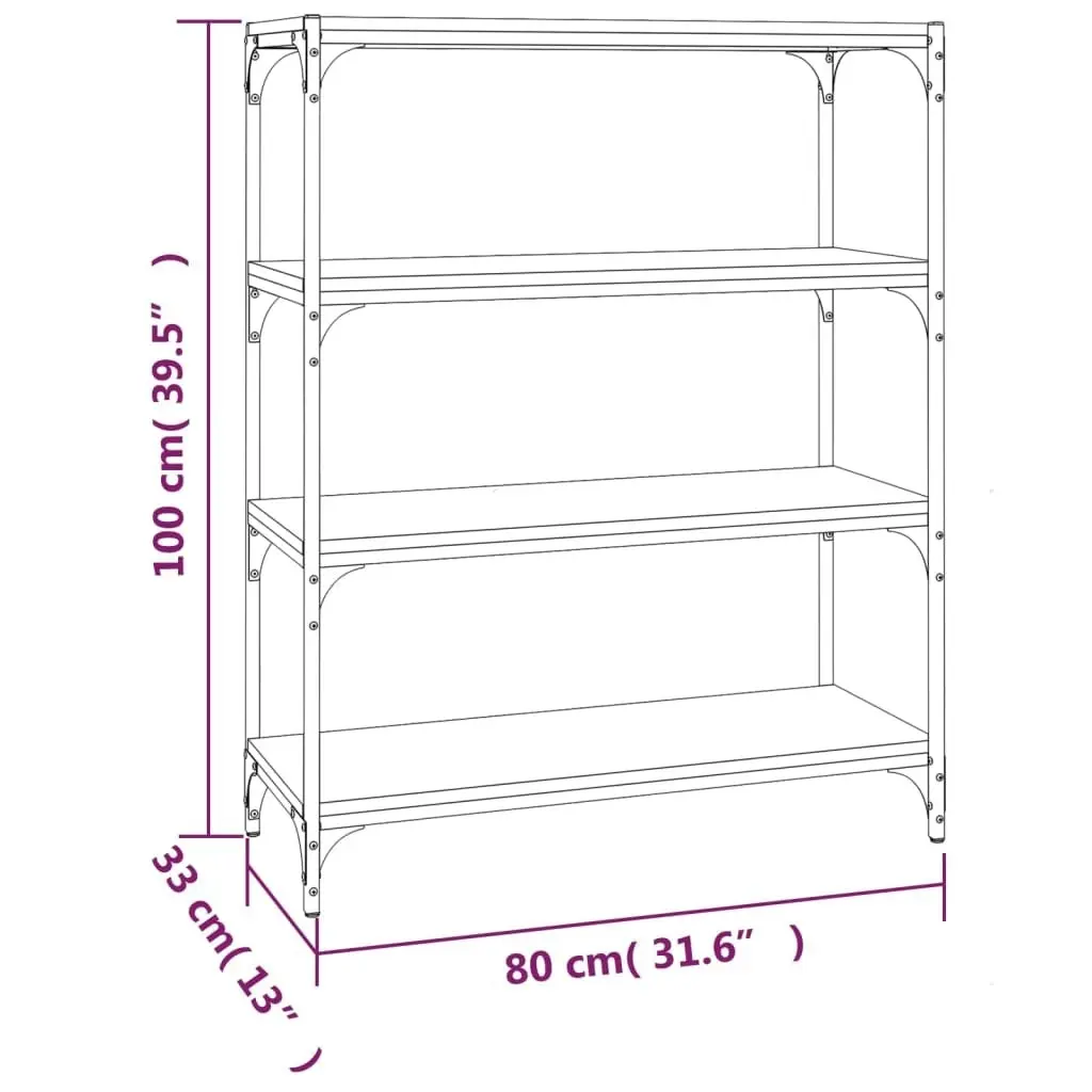 Book Cabinet Grey Sonoma 80x33x100 cm Engineered Wood and Steel 819345