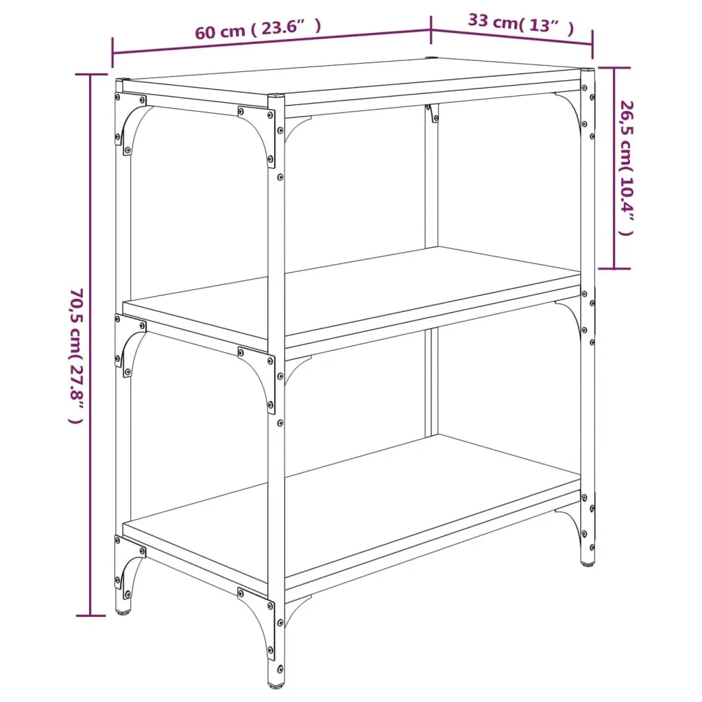 Book Cabinet Grey Sonoma 60x33x70.5 cm Engineered Wood and Steel 819325