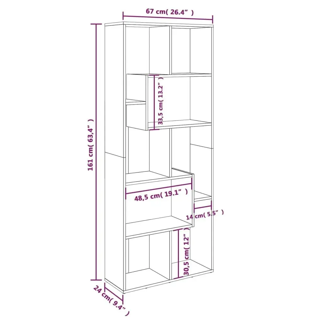 Book Cabinet Grey Sonoma 67x24x161 cm Engineered Wood 815502