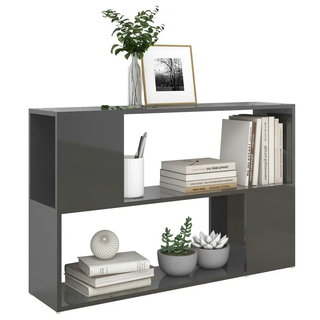 Book Cabinet High Gloss Grey 100x24x63 cm Engineered Wood 809178