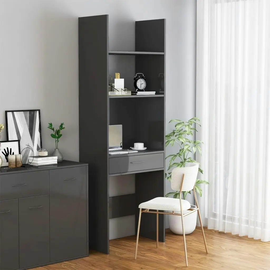 Book Cabinet High Gloss Grey 60x35x180 cm Engineered Wood 803433