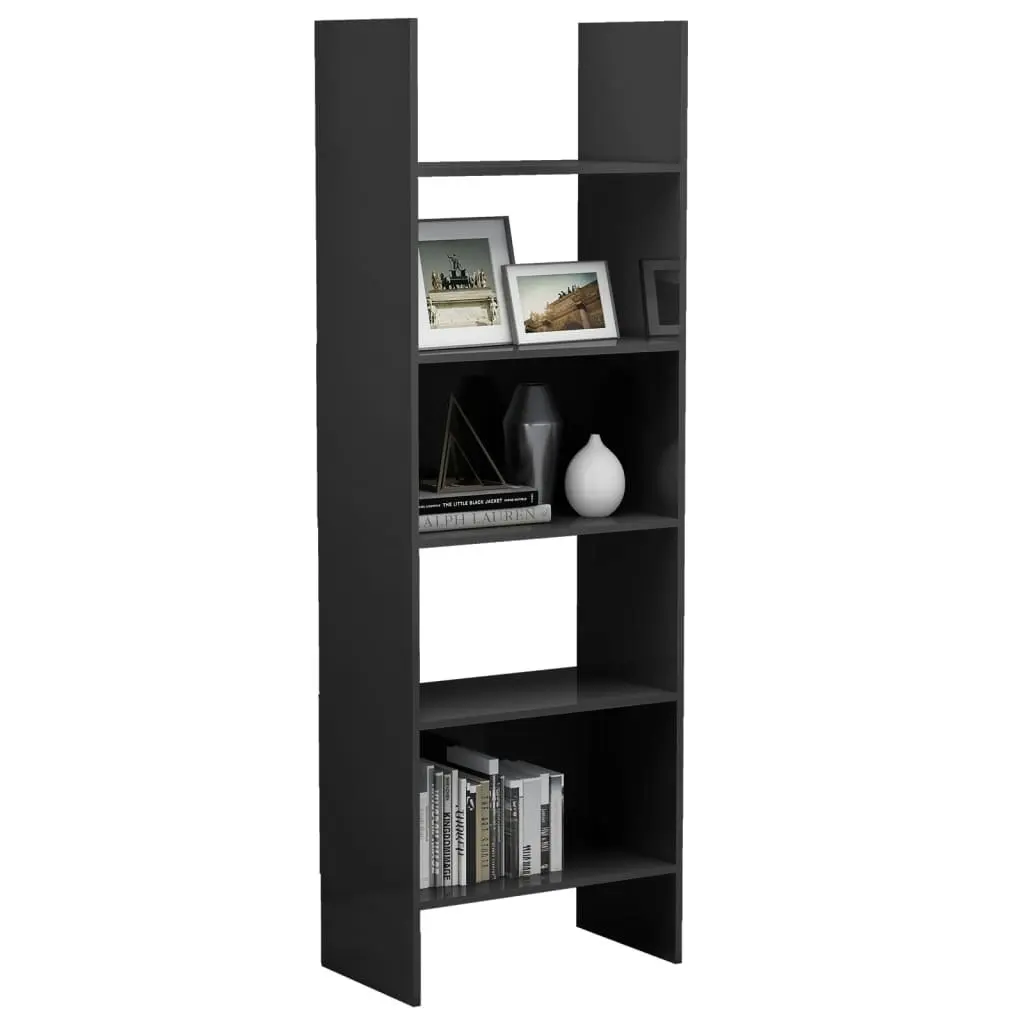 Book Cabinet High Gloss Grey 60x35x180 cm Engineered Wood 803415