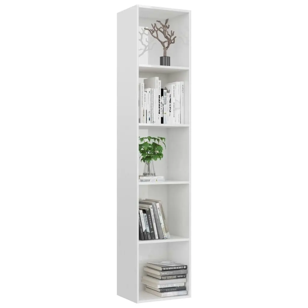 Book Cabinet High Gloss White 40x30x189 cm Engineered Wood 800960