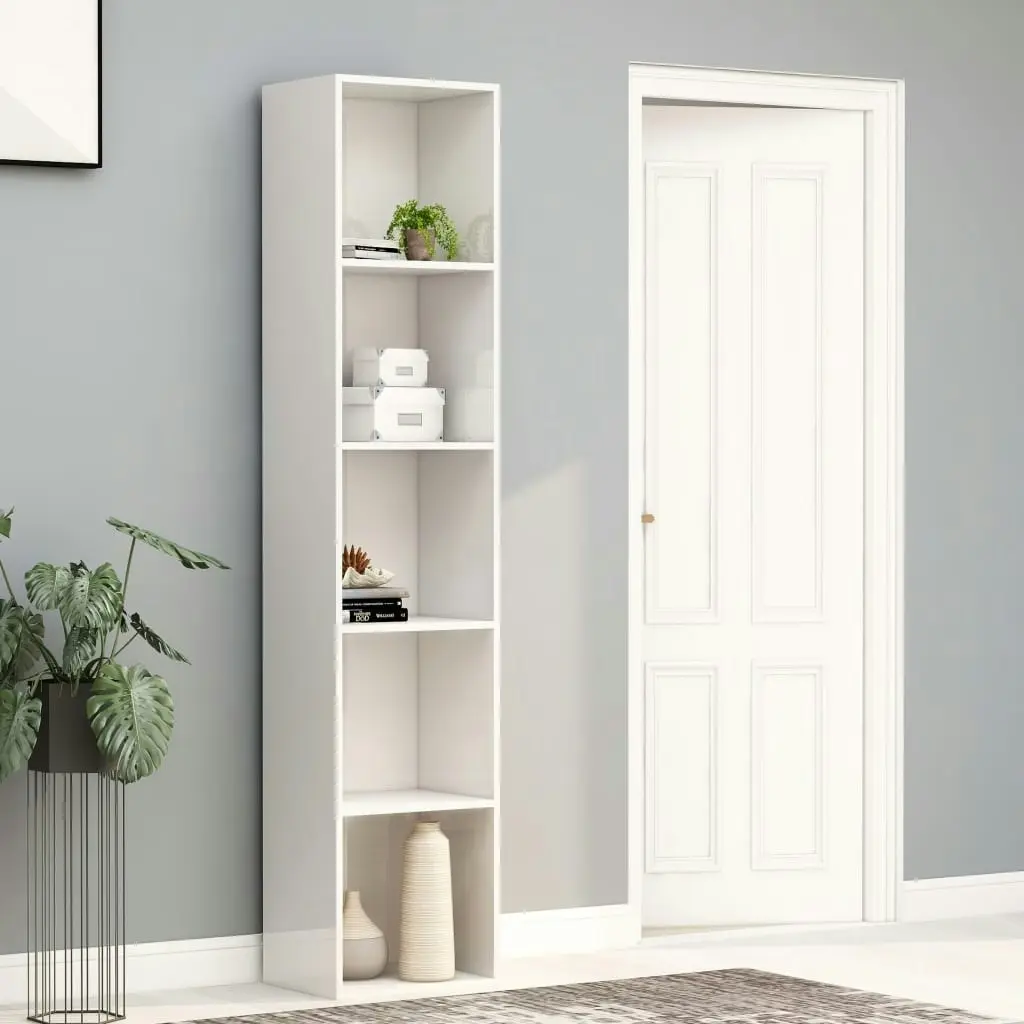 Book Cabinet High Gloss White 40x30x189 cm Engineered Wood 800960