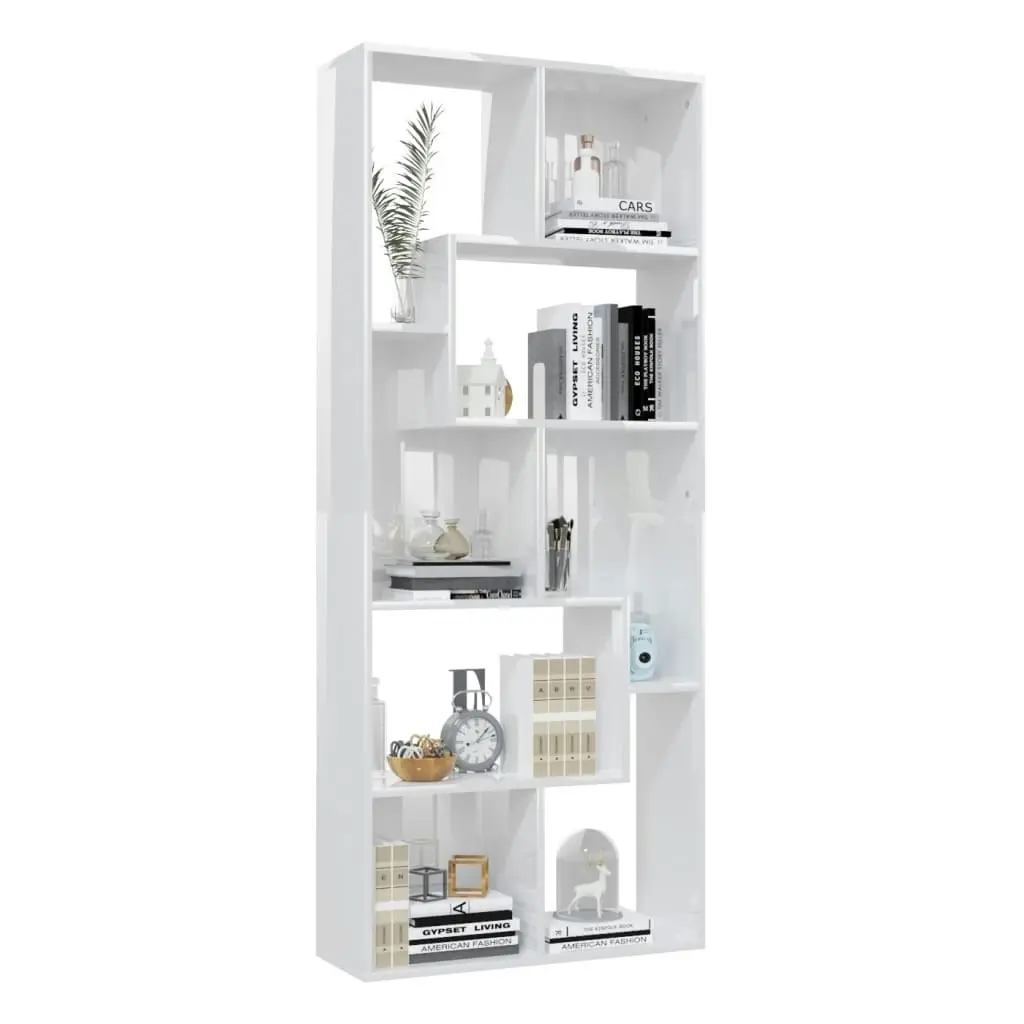 Book Cabinet High Gloss White 67x24x161 cm Engineered Wood 801883