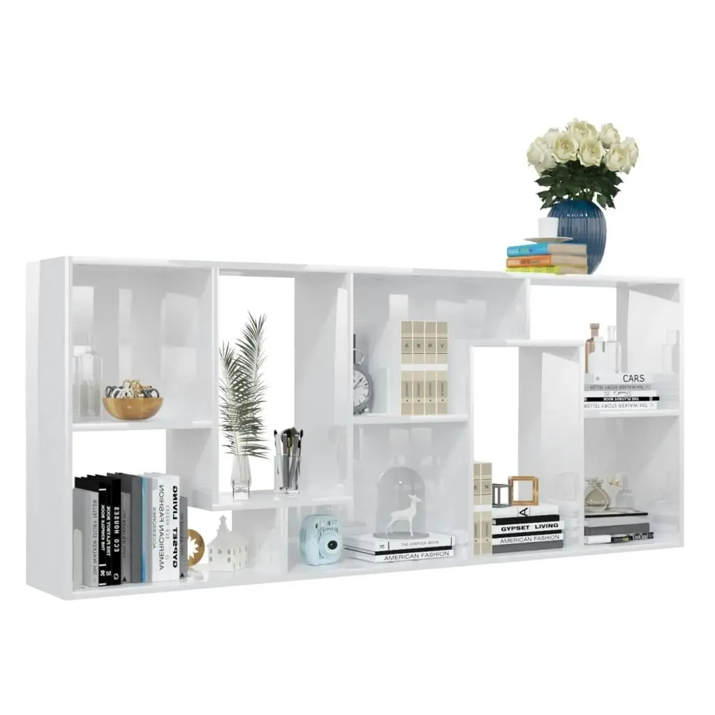 Book Cabinet High Gloss White 67x24x161 cm Engineered Wood 801883