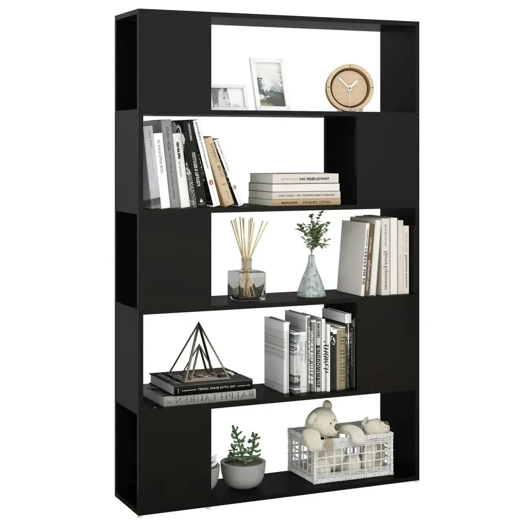 Book Cabinet Room Divider Black 100x24x155 cm Engineered Wood 809198