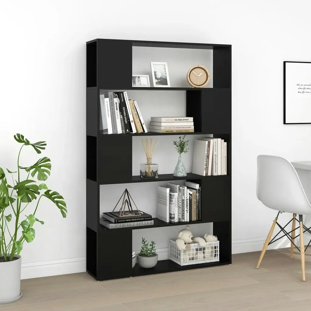 Book Cabinet Room Divider Black 100x24x155 cm Engineered Wood 809198