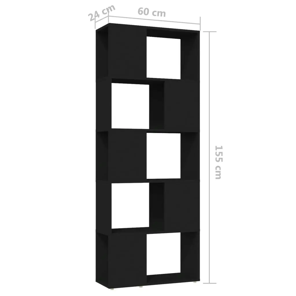 Book Cabinet Room Divider Black 60x24x155 cm Engineered Wood 809090