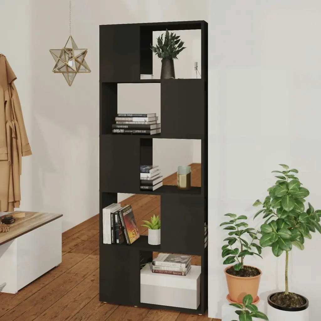 Book Cabinet Room Divider Black 60x24x155 cm Engineered Wood 809090