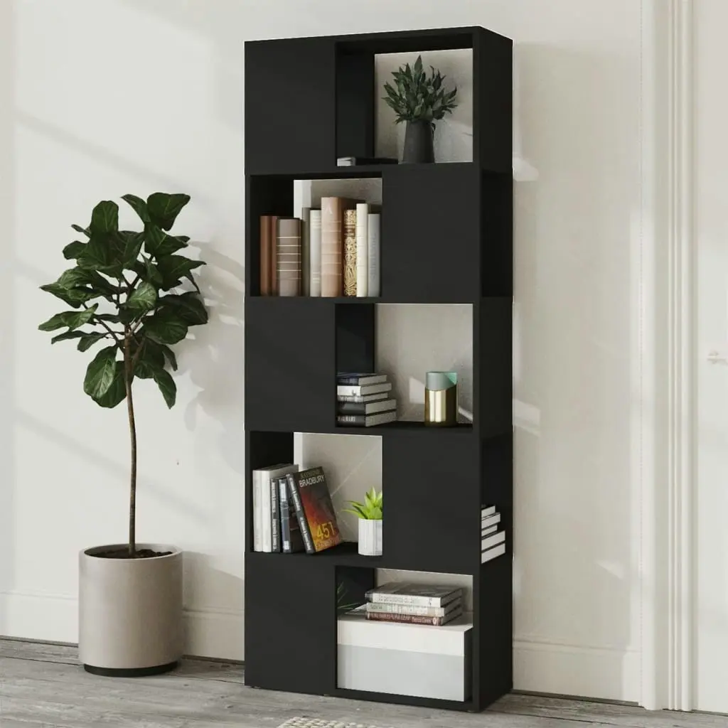 Book Cabinet Room Divider Black 60x24x155 cm Engineered Wood 809090