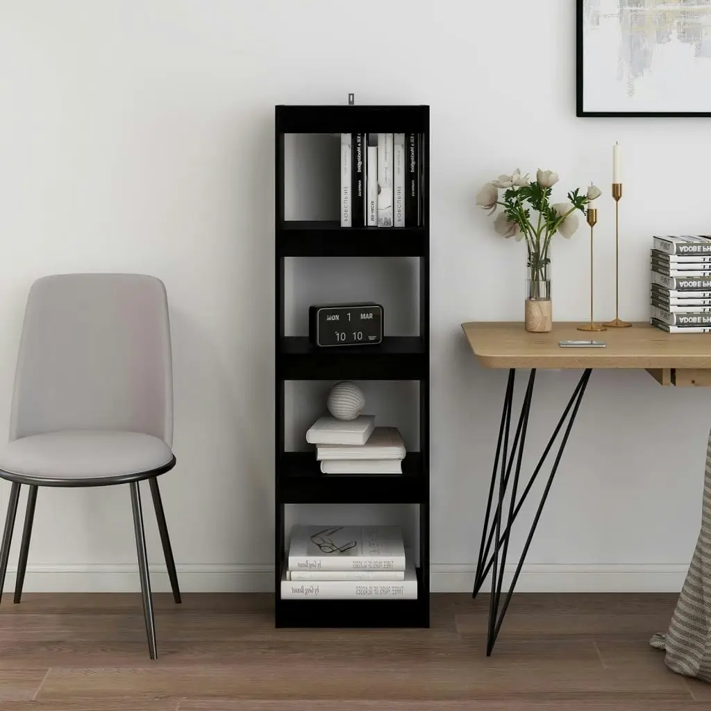 Book Cabinet Room Divider Black 40x30x135.5 cm Pinewood 808147