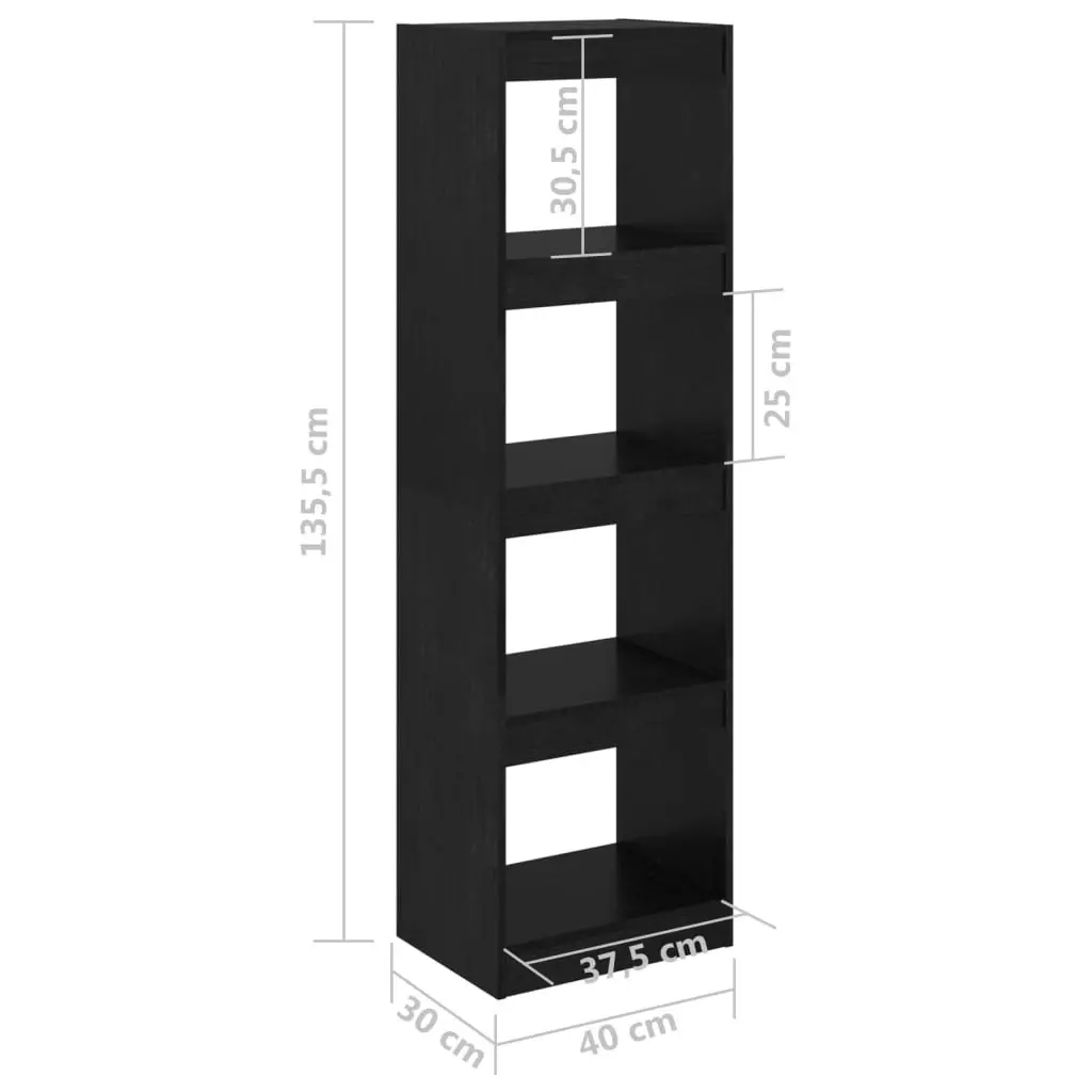 Book Cabinet Room Divider Black 40x30x135.5 cm Pinewood 808147