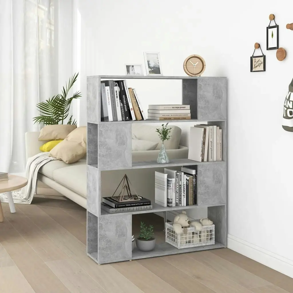 Book Cabinet Room Divider Concrete Grey 100x24x124 cm 809192