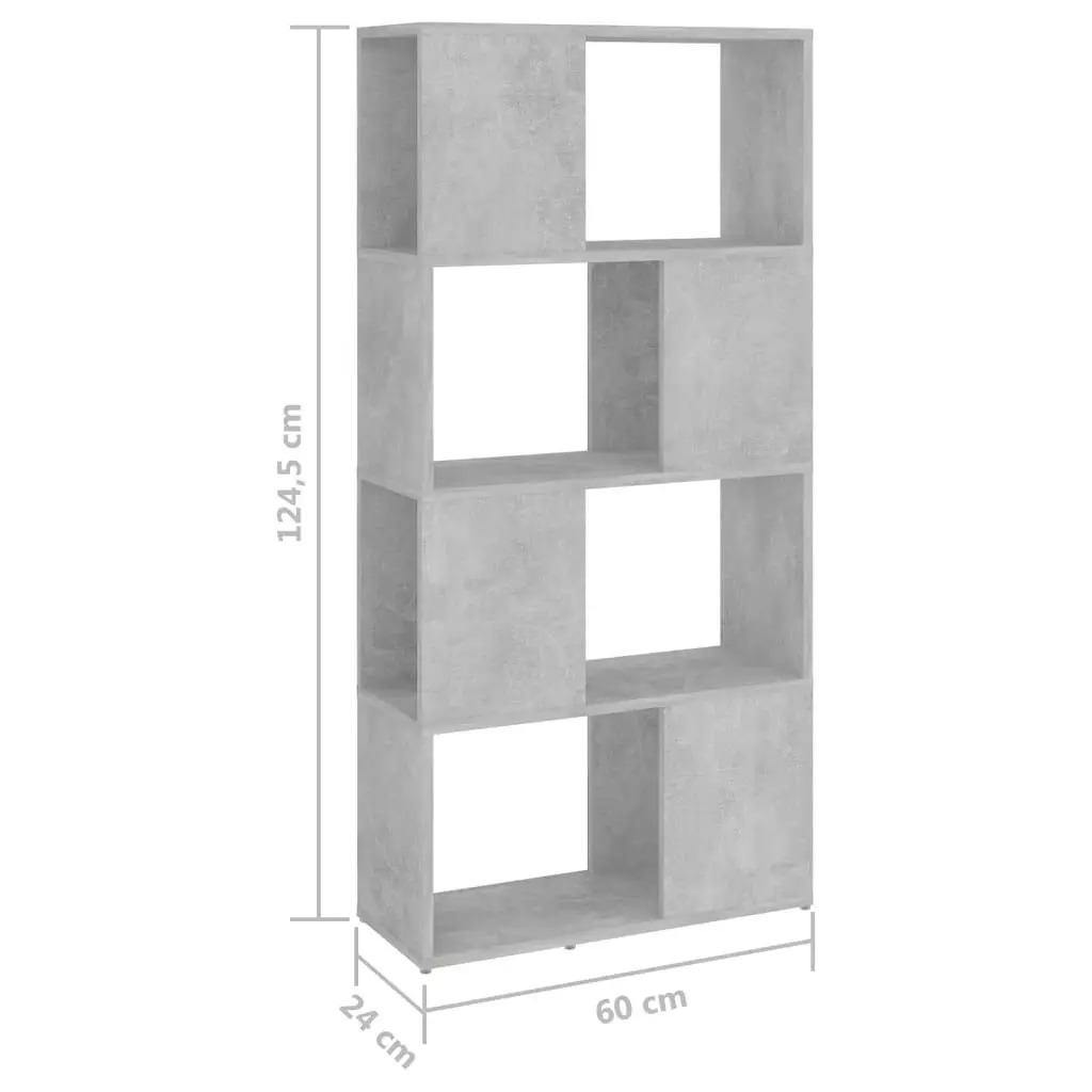 Book Cabinet Room Divider Concrete Grey 60x24x124.5 cm 809084