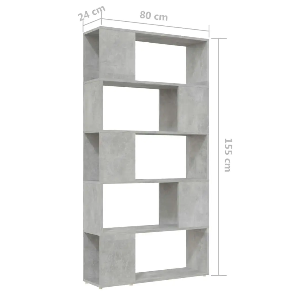 Book Cabinet Room Divider Concrete Grey 80x24x155 cm Engineered Wood 809147