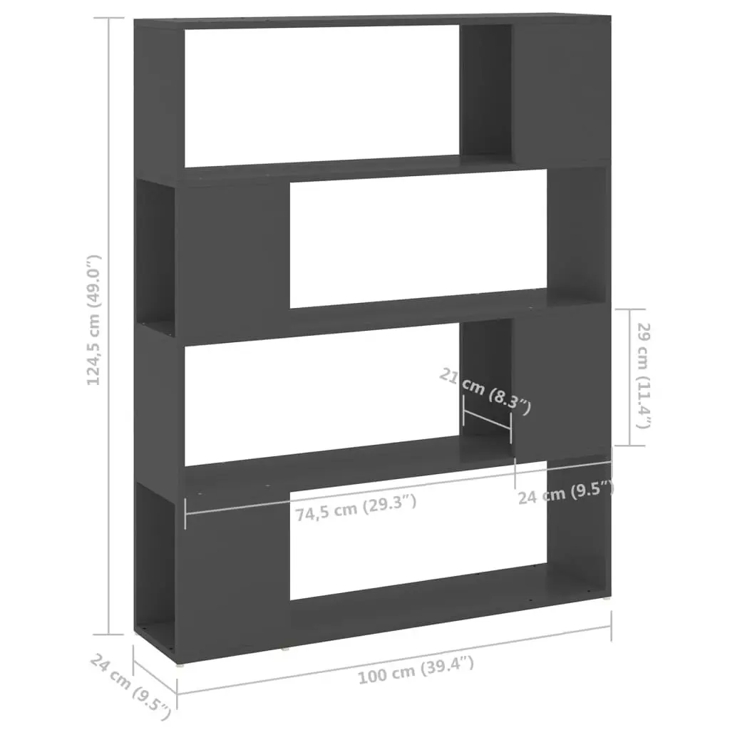 Book Cabinet Room Divider Grey 100x24x124 cm 809190