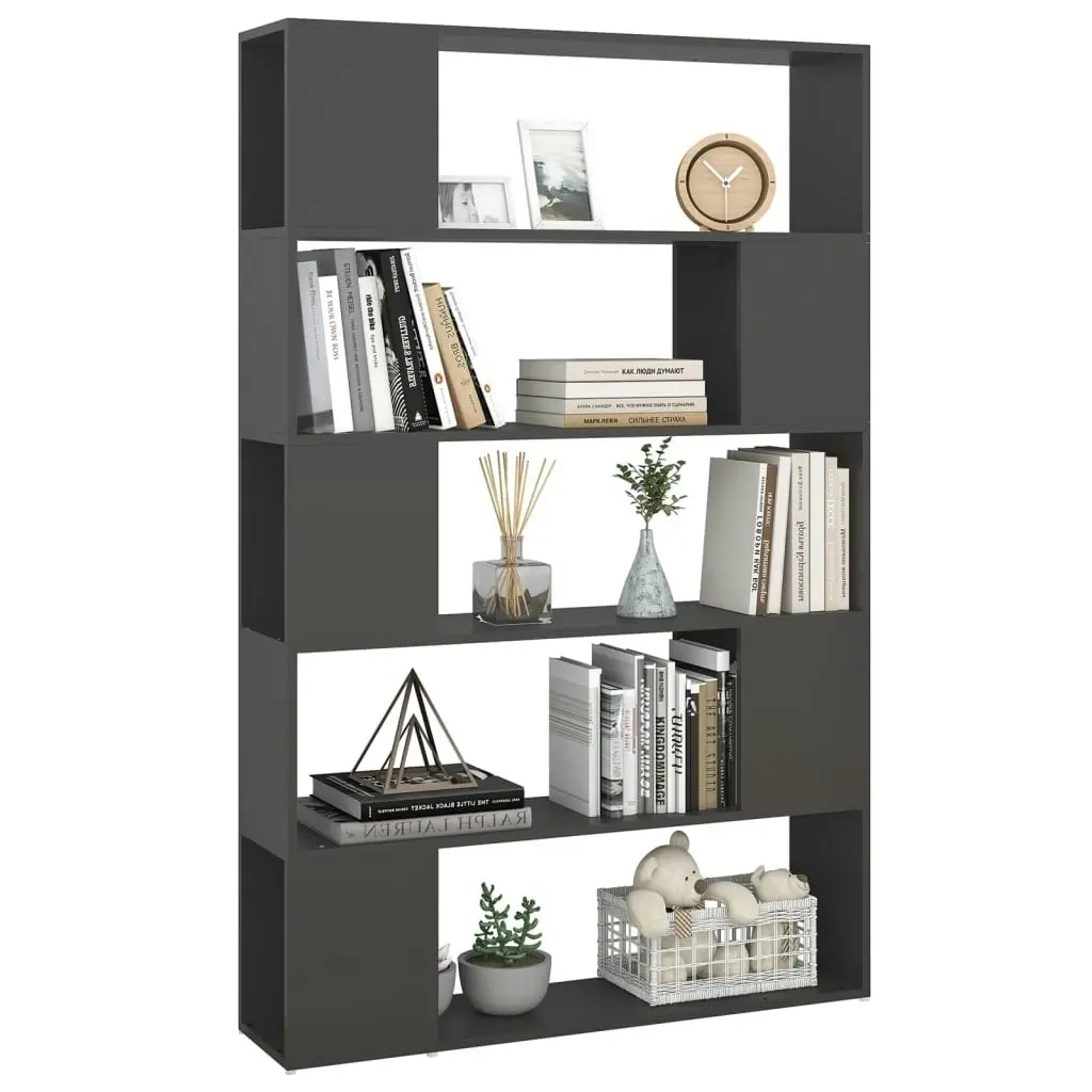 Book Cabinet Room Divider Grey 100x24x155 cm Engineered Wood 809199