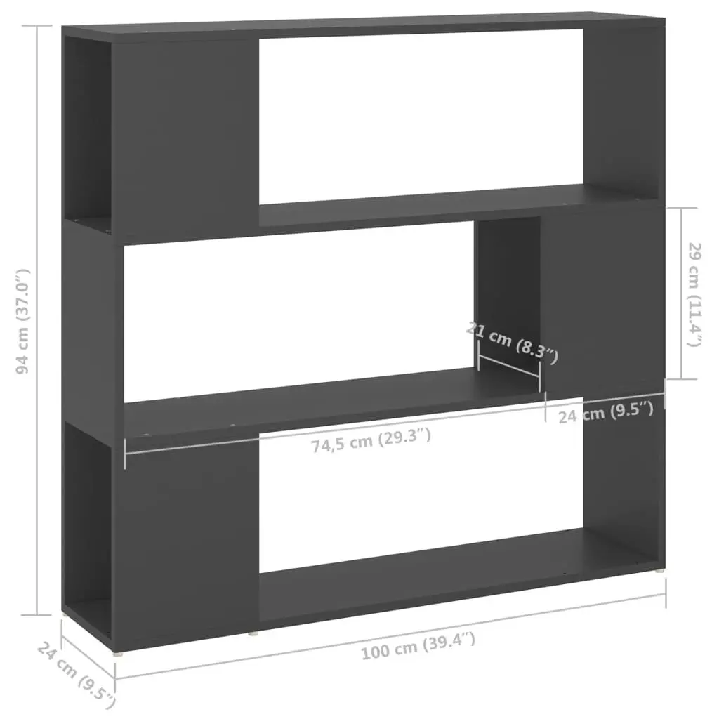 Book Cabinet Room Divider Grey 100x24x94 cm 809181