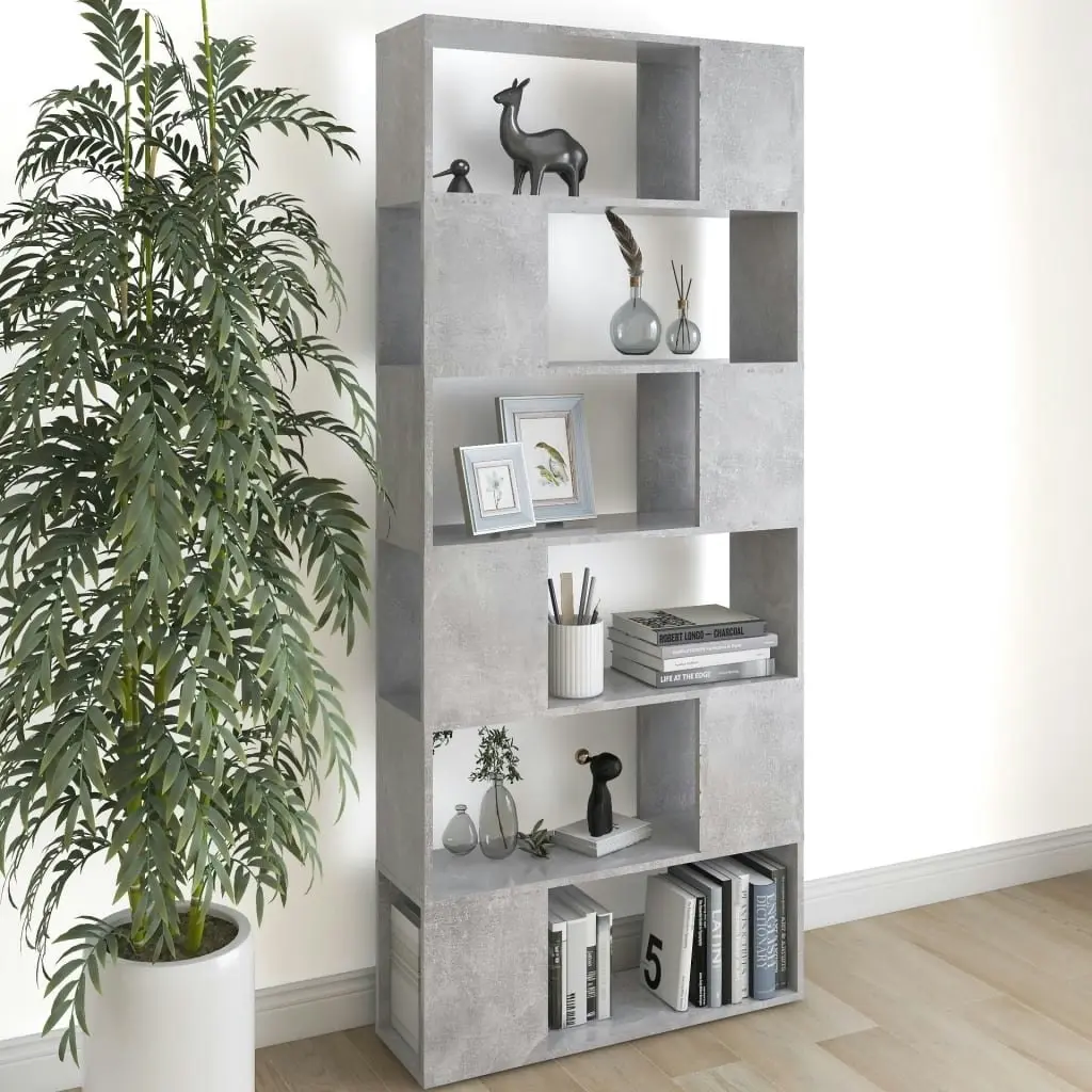 Book Cabinet Room Divider Concrete Grey 80x24x186 cm Engineered Wood 809156