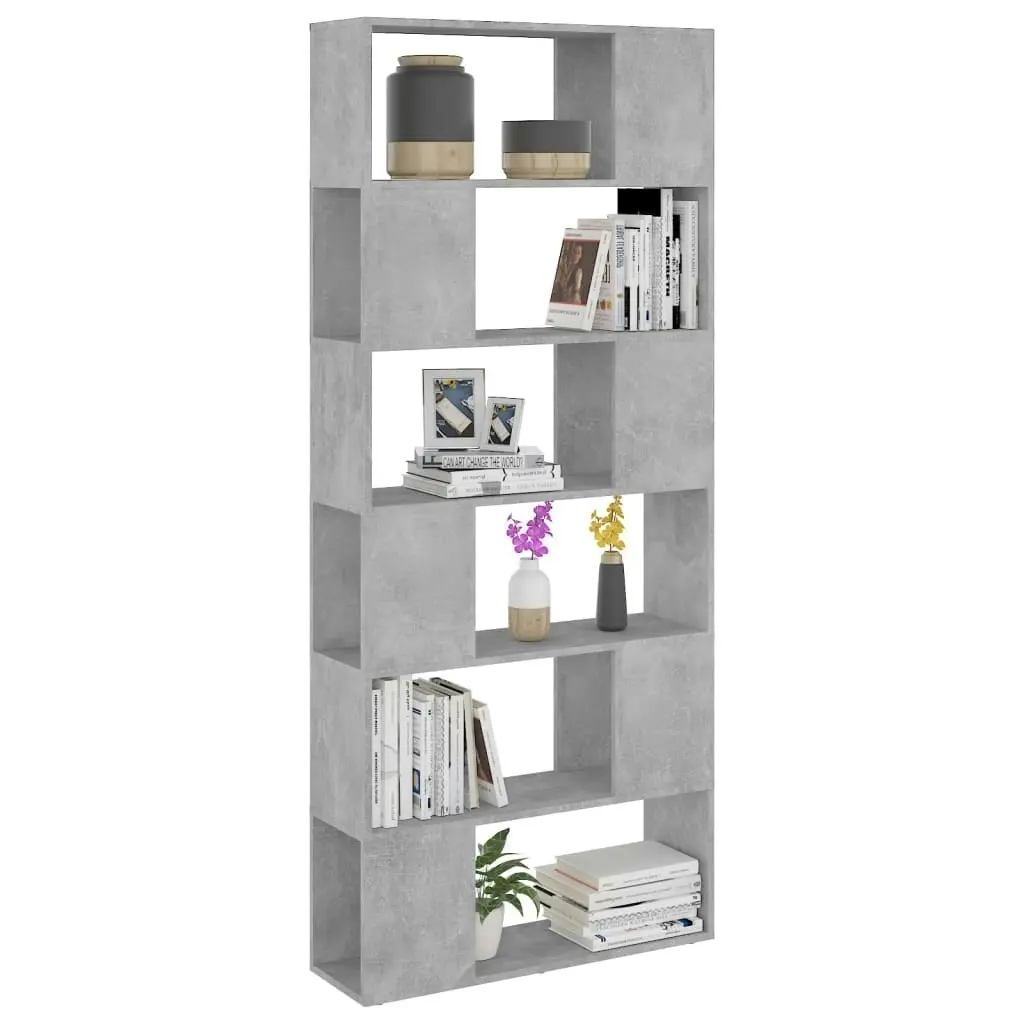 Book Cabinet Room Divider Concrete Grey 80x24x186 cm Engineered Wood 809156