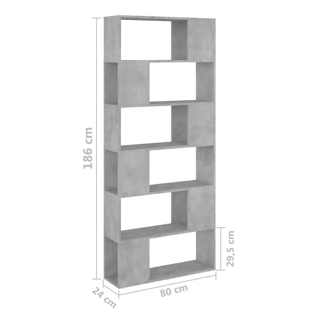 Book Cabinet Room Divider Concrete Grey 80x24x186 cm Engineered Wood 809156