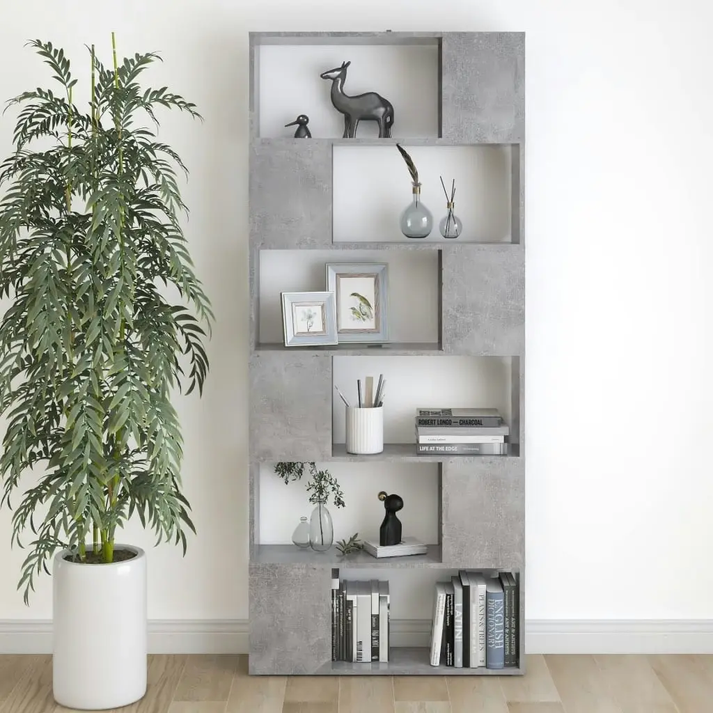 Book Cabinet Room Divider Concrete Grey 80x24x186 cm Engineered Wood 809156